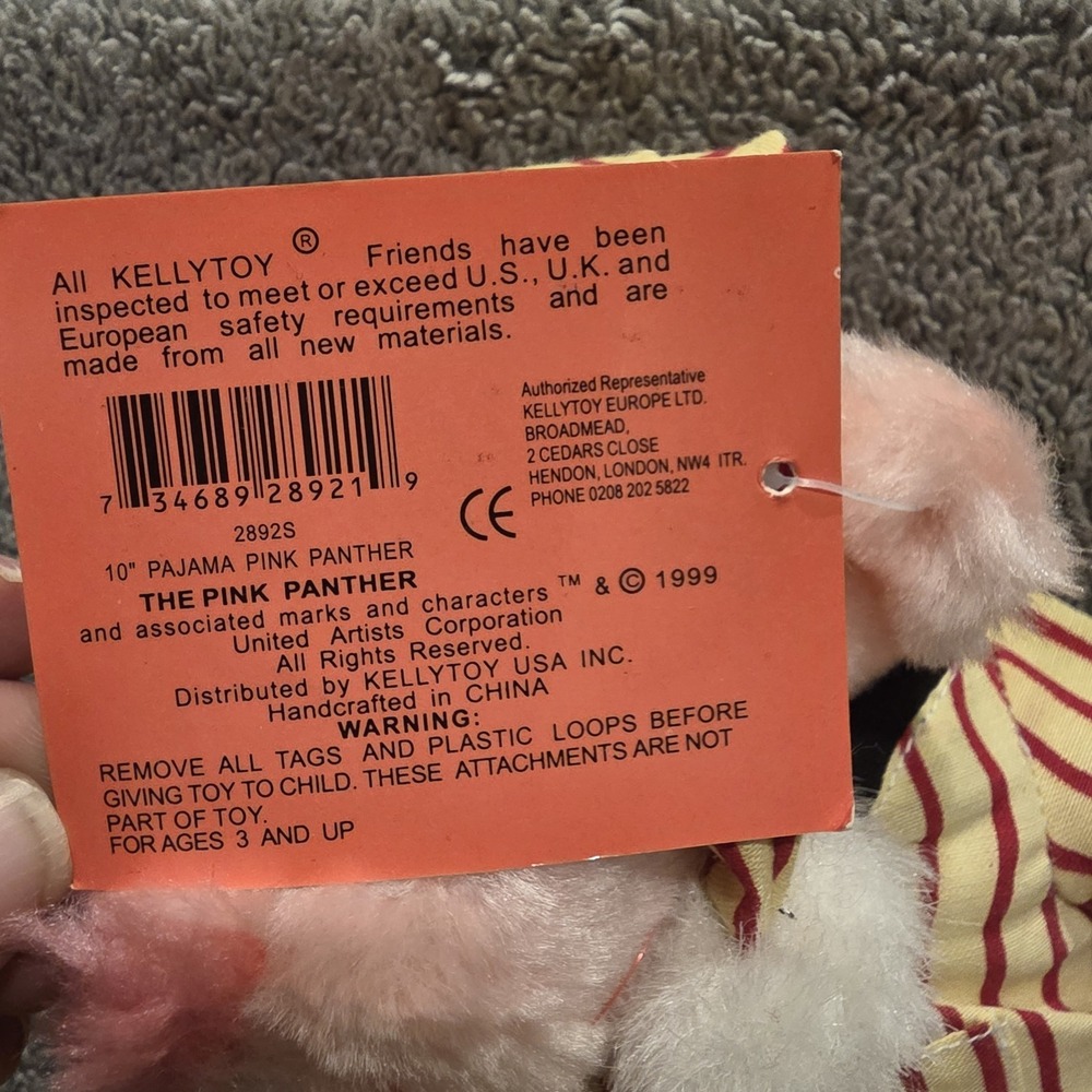 Pink Panther Plush 10" In Pajamas & Stocking Cap Vintage 1999 - Picture 5 of 6
